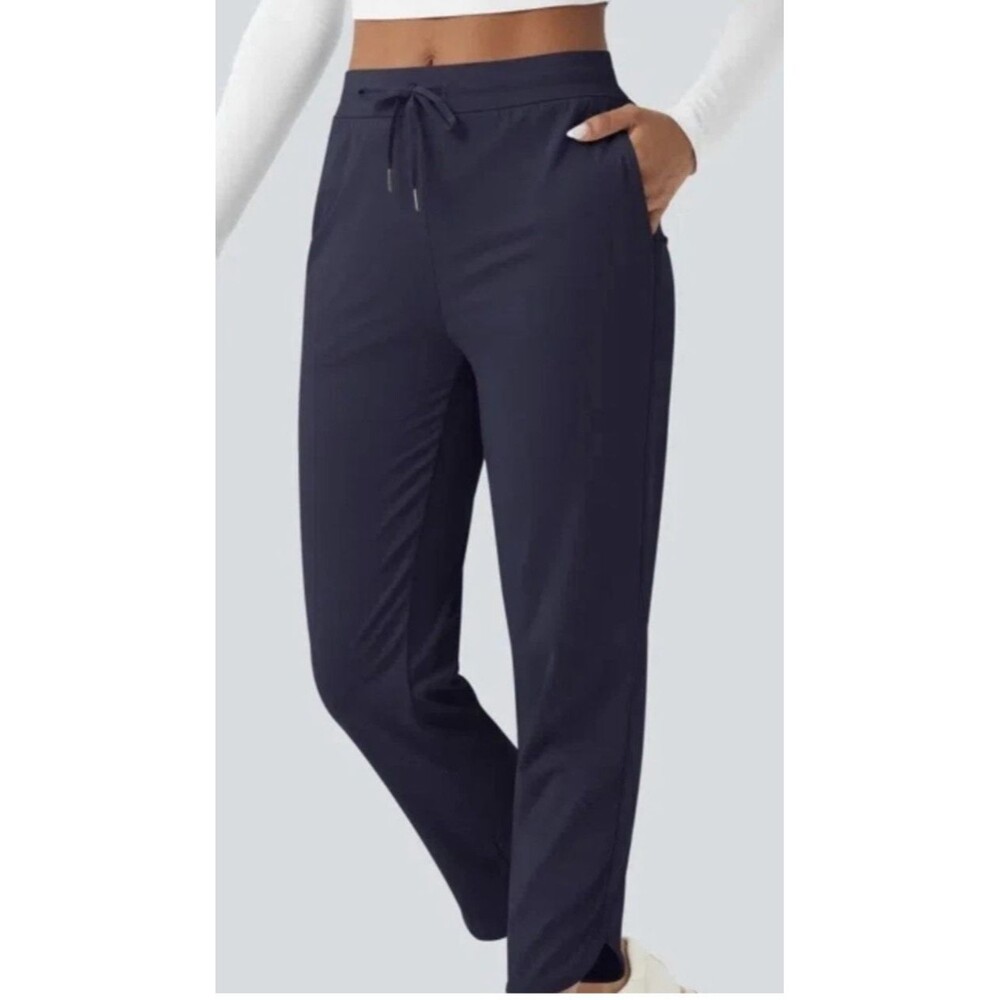 Halara Curved Hem Quick Dry Golf Tapered Pants UPF40+ Pocket SZ S NWT